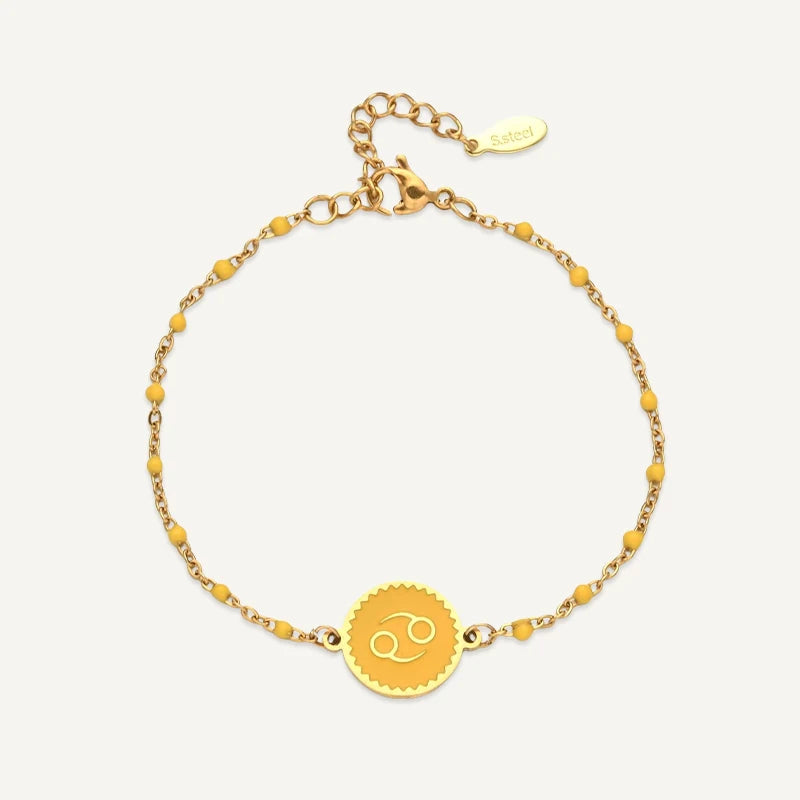 Bracelet Médaillon Coloré Signe Astrologique Cancer