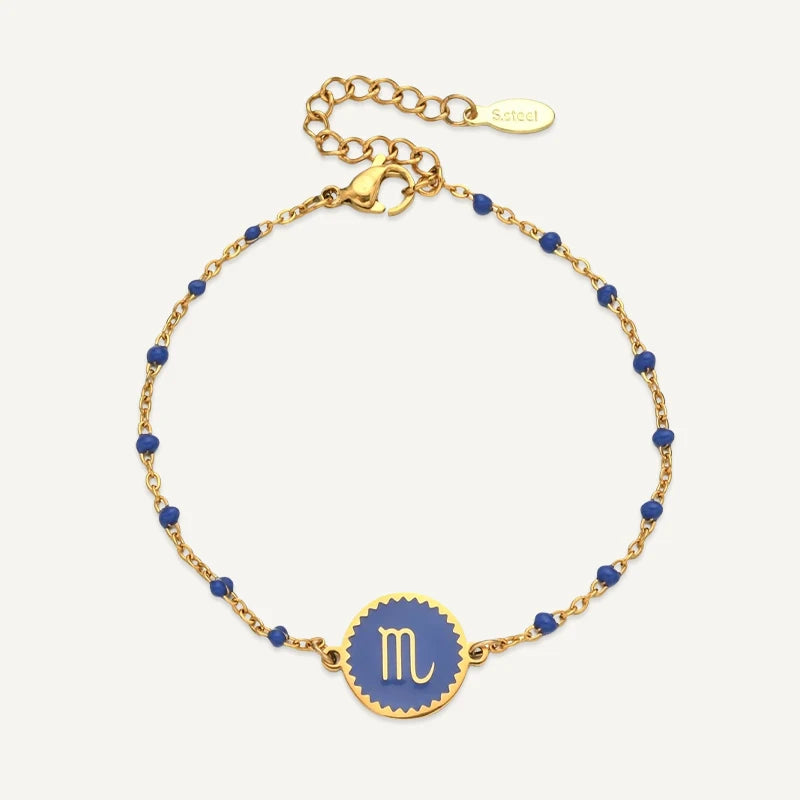 Bracelet Médaillon Coloré Signe Astrologique Scorpion