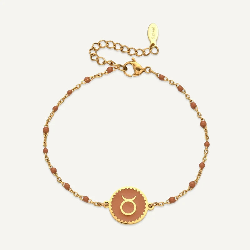 Bracelet Médaillon Coloré Signe Astrologique Taureau