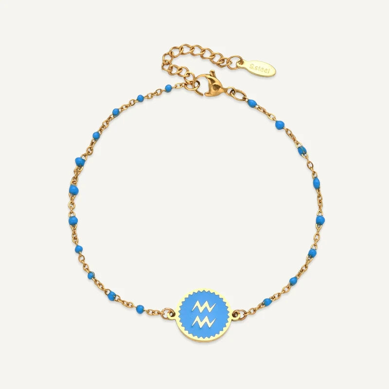Bracelet Médaillon Coloré Signe Astrologique Verseau