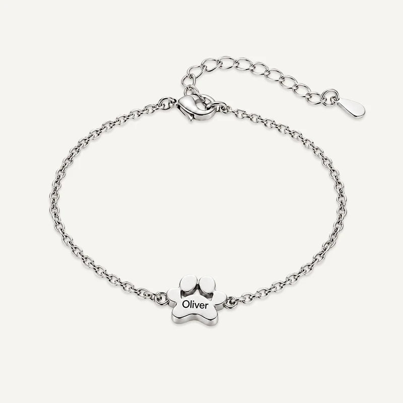 Bracelet Patte de Chien Personnalisé Argent 1
