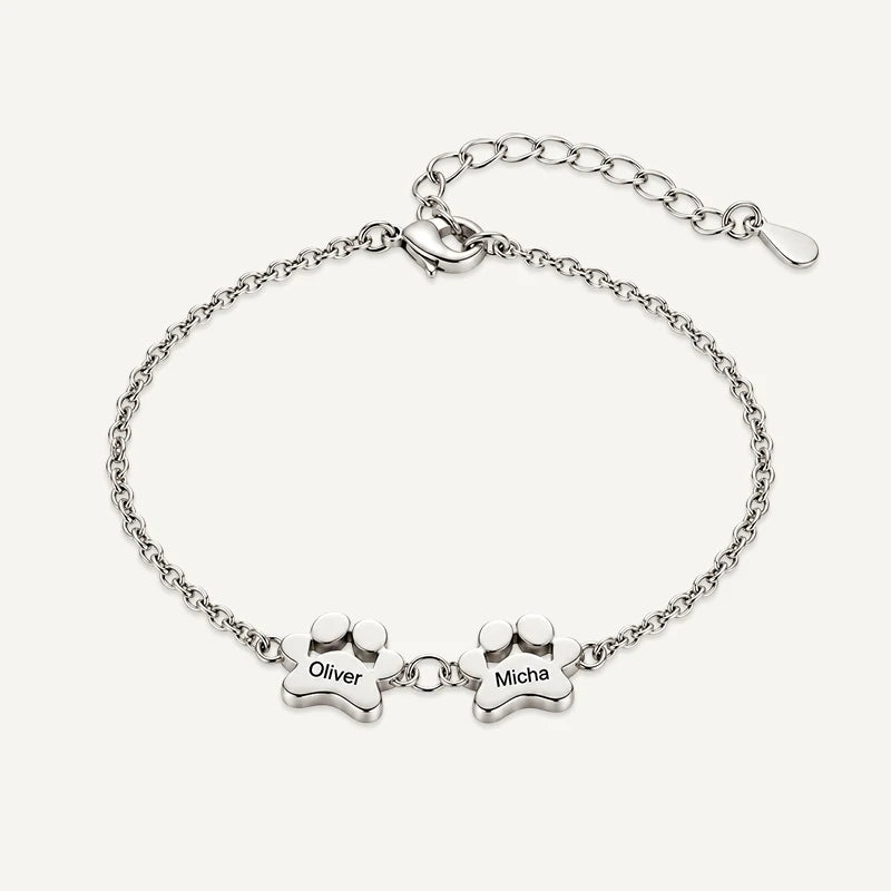 Bracelet Patte de Chien Personnalisé Argent 2