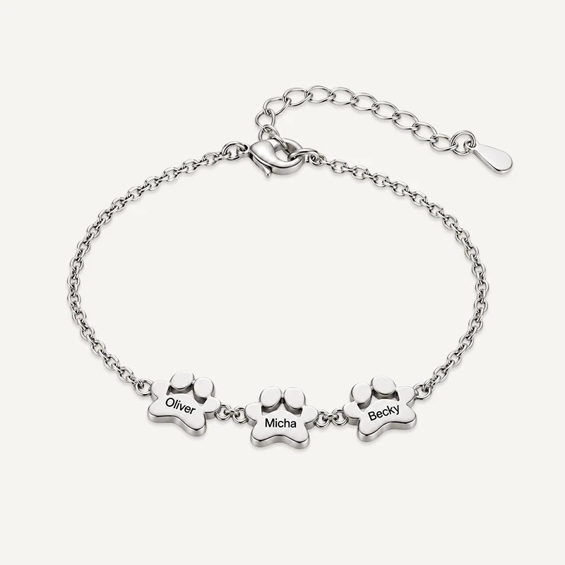 Bracelet Patte de Chien Personnalisé Argent 3