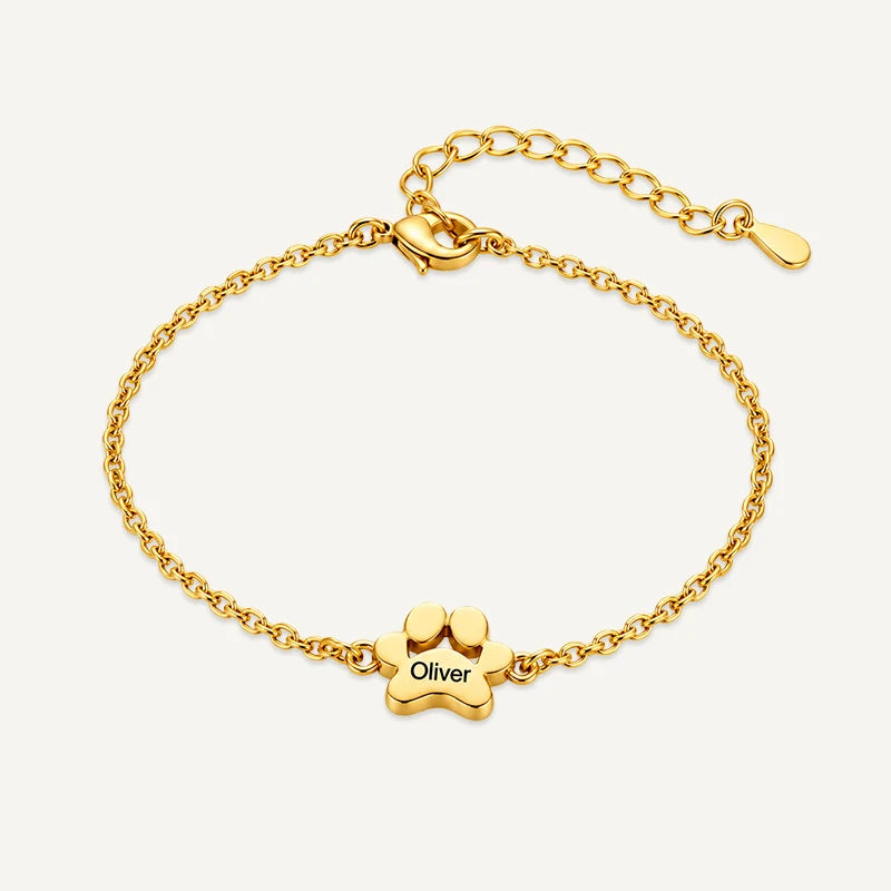 Bracelet Patte de Chien Personnalisé Or 1