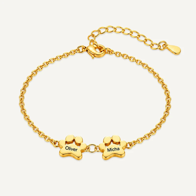 Bracelet Patte de Chien Personnalisé Or 2