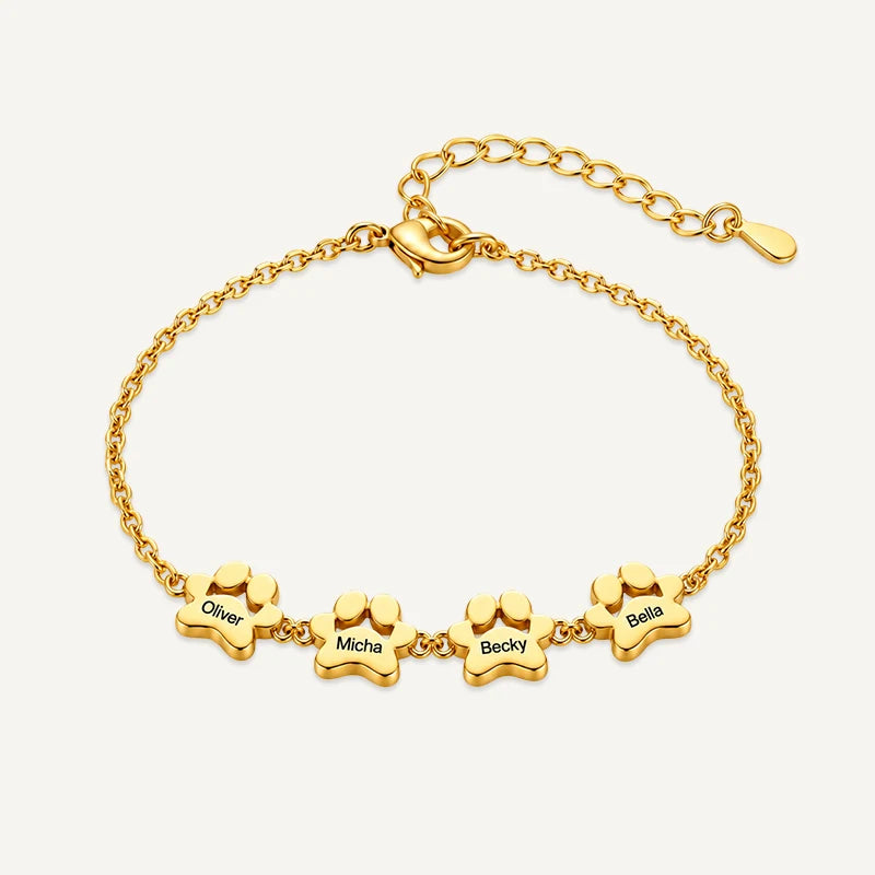 Bracelet Patte de Chien Personnalisé Or 4