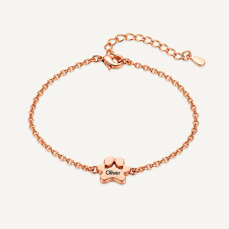 Bracelet Patte de Chien Personnalisé Or Rose 1