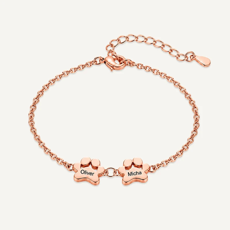 Bracelet Patte de Chien Personnalisé Or Rose 2