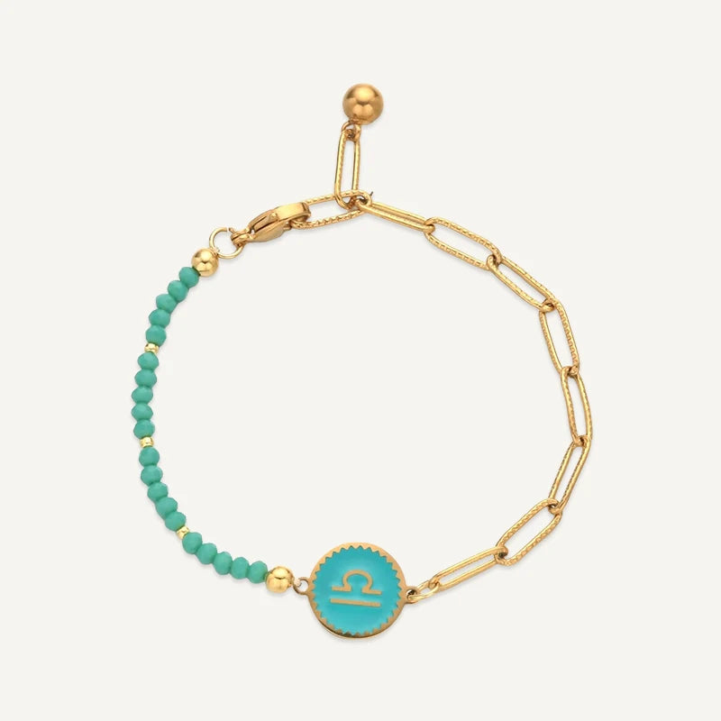 Bracelet Perles Colorées Signe Astrologique Balance