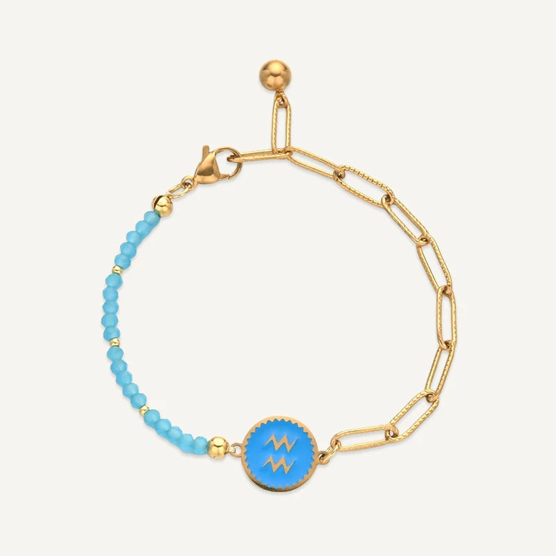 Bracelet Perles Colorées Signe Astrologique Verseau