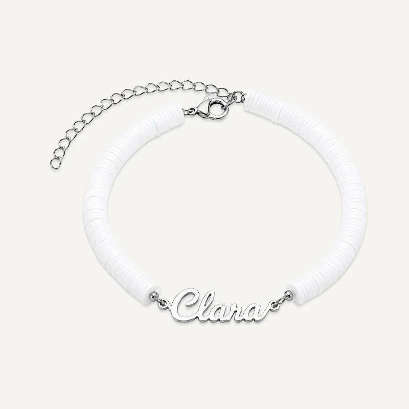 Bracelet Prénom Enfant Coloré Argent Blanc
