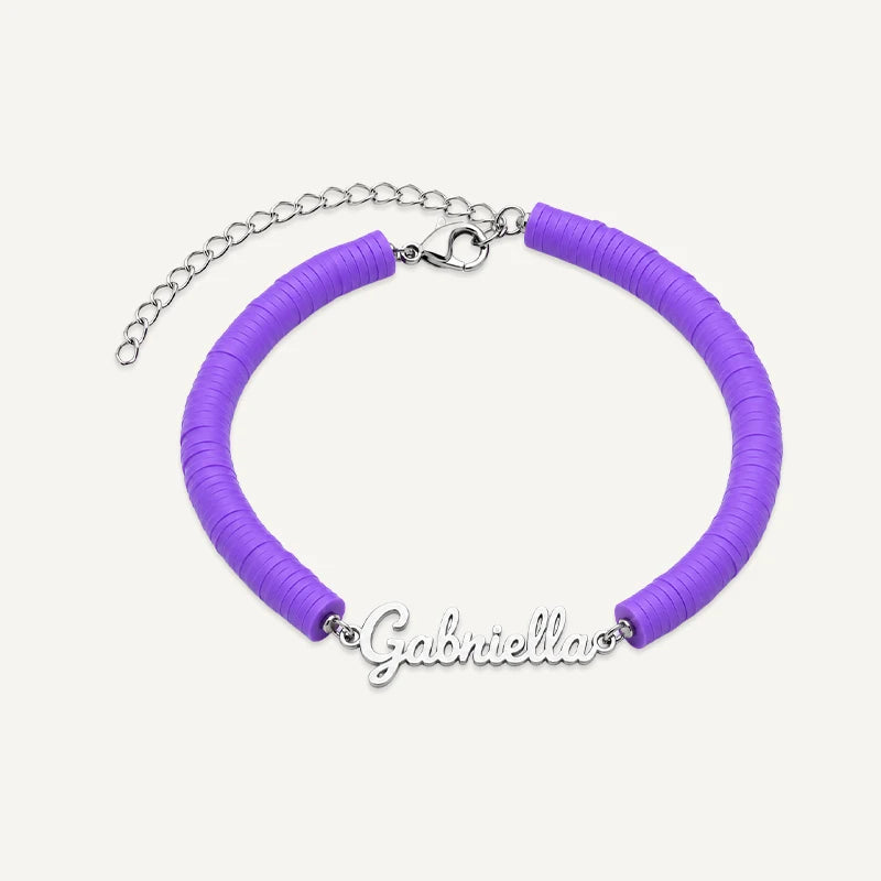 Bracelet Prénom Enfant Coloré Argent Violet