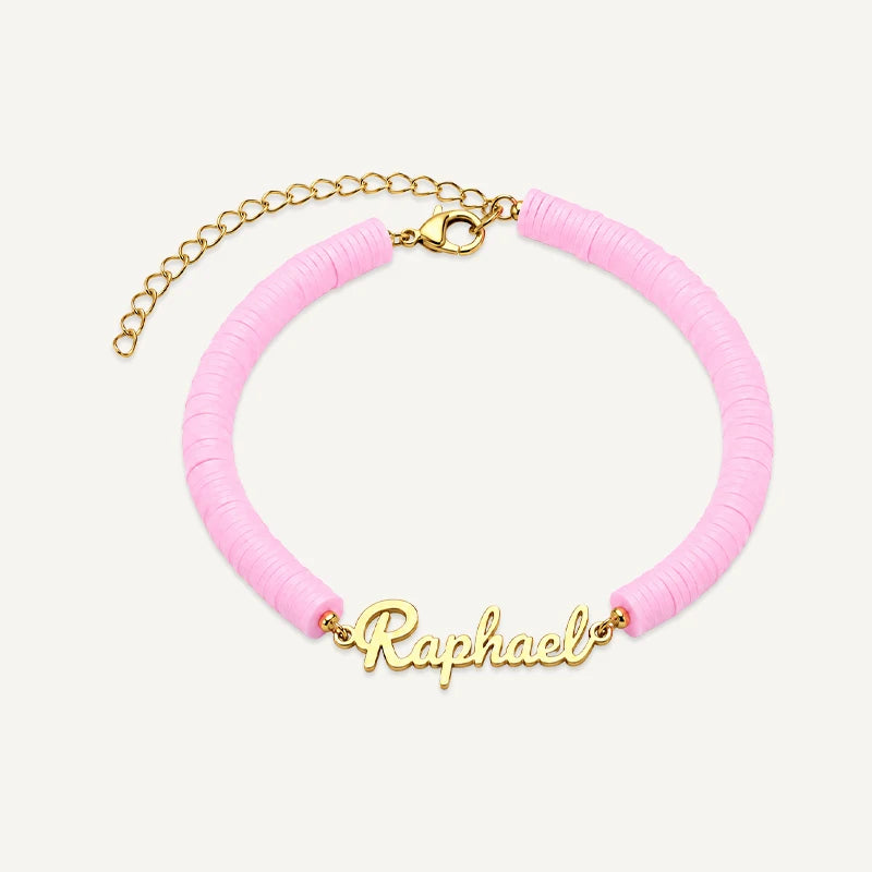 Bracelet Prénom Enfant Coloré Or Rose