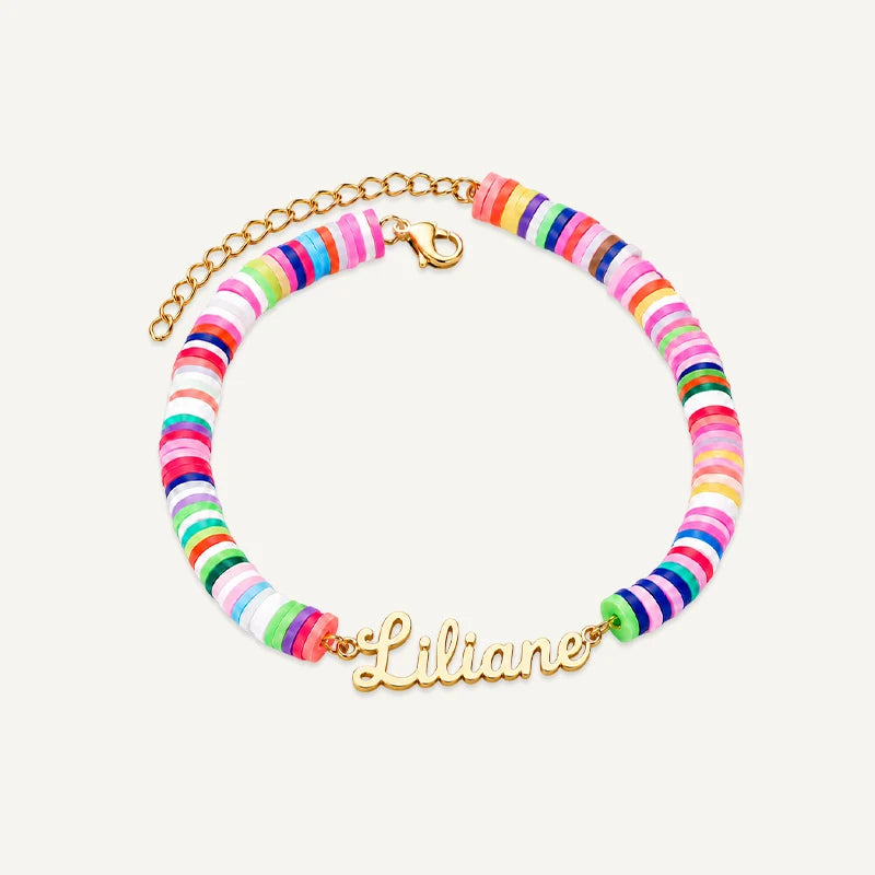 Bracelet Prénom Enfant Multicolore Or Acier Inoxydable