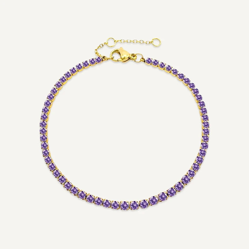 Bracelet Tennis Pierre de Naissance Or Fevrier