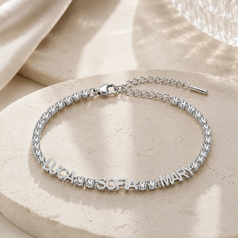 Bracelet Tennis Prénom Personnalisé Argent