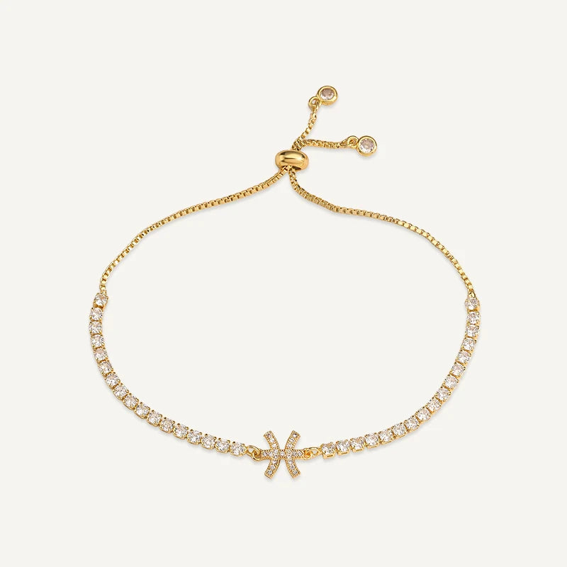 Bracelet Tennis Signe Astrologique Or Poissons