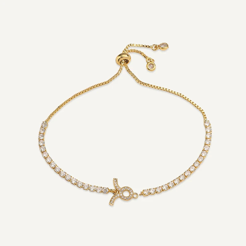 Bracelet Tennis Signe Astrologique Or Taureau
