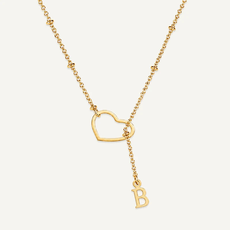 Collier Cœur avec Initiale Suspendue Lettre B