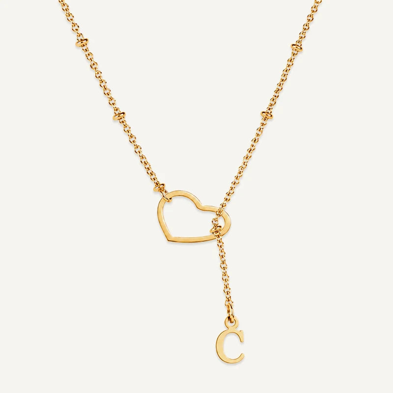 Collier Cœur avec Initiale Suspendue Lettre C