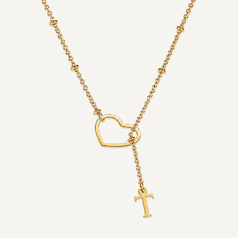 Collier Cœur avec Initiale Suspendue Lettre T