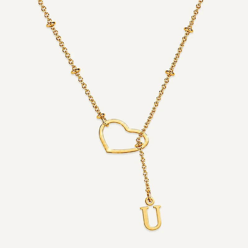 Collier Cœur avec Initiale Suspendue Lettre U