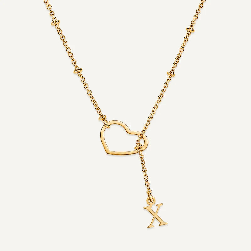Collier Cœur avec Initiale Suspendue Lettre X