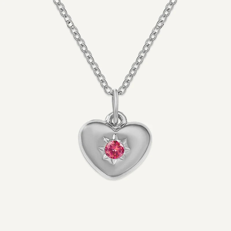 Collier Cœur avec Pierre de Naissance Argent Juillet