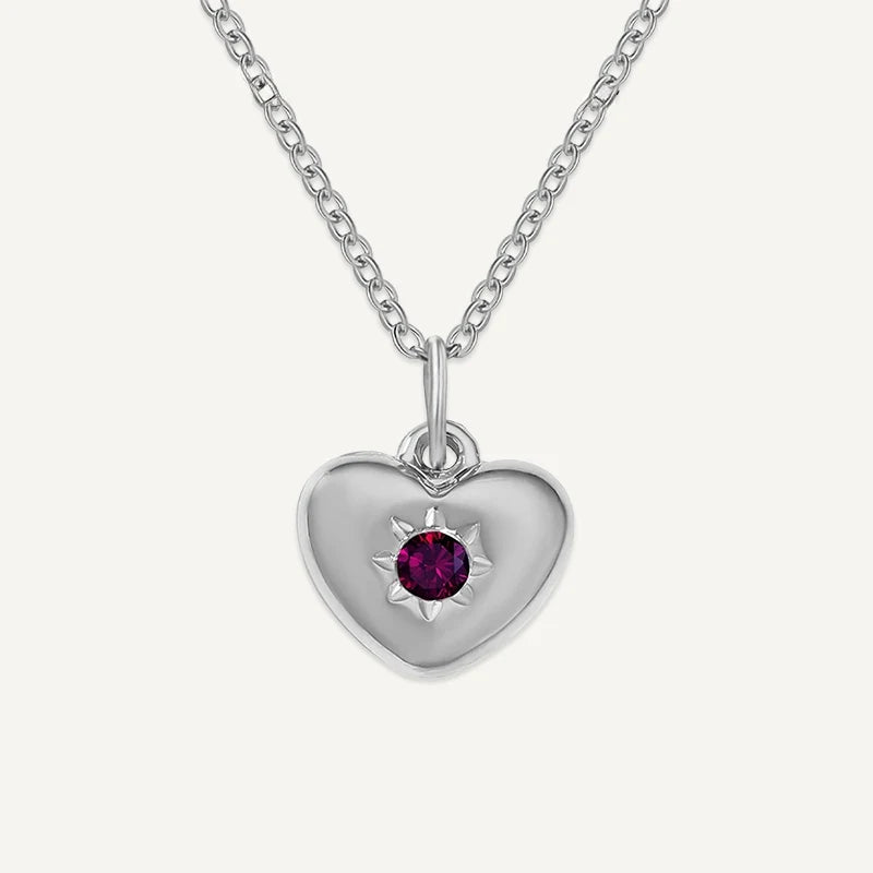 Collier Cœur avec Pierre de Naissance Argent Juin
