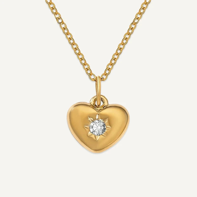 Collier Cœur avec Pierre de Naissance Or Avril