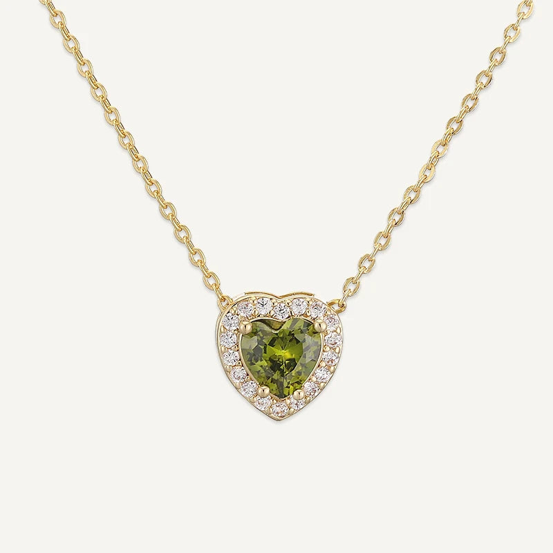 Collier Cœur avec Pierre de Naissance et Strass Août