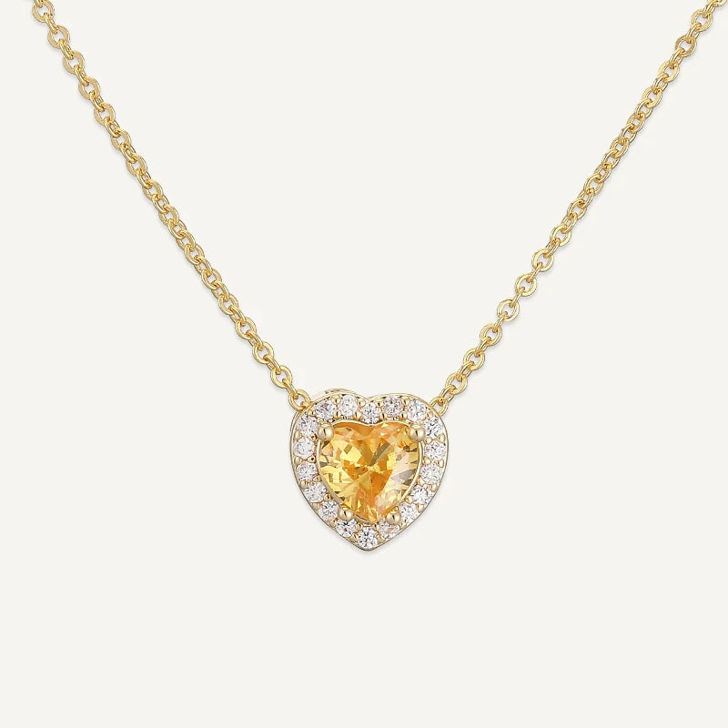 Collier Cœur avec Pierre de Naissance et Strass Novembre