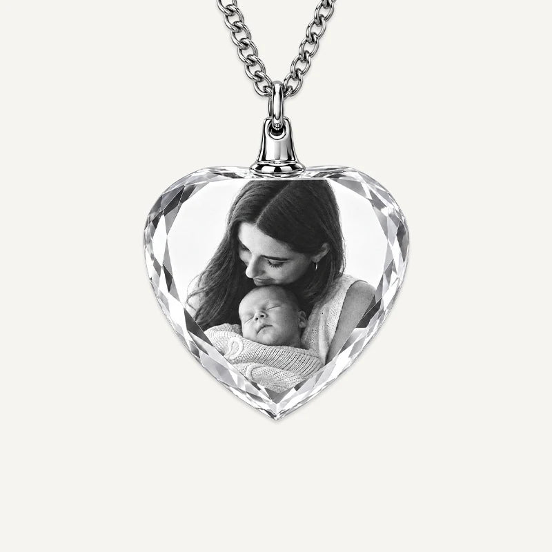 Collier Cœur Cristal 3D Personnalisé Cristal