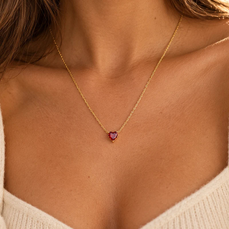 Collier Cœur Pierre de Naissance Femme