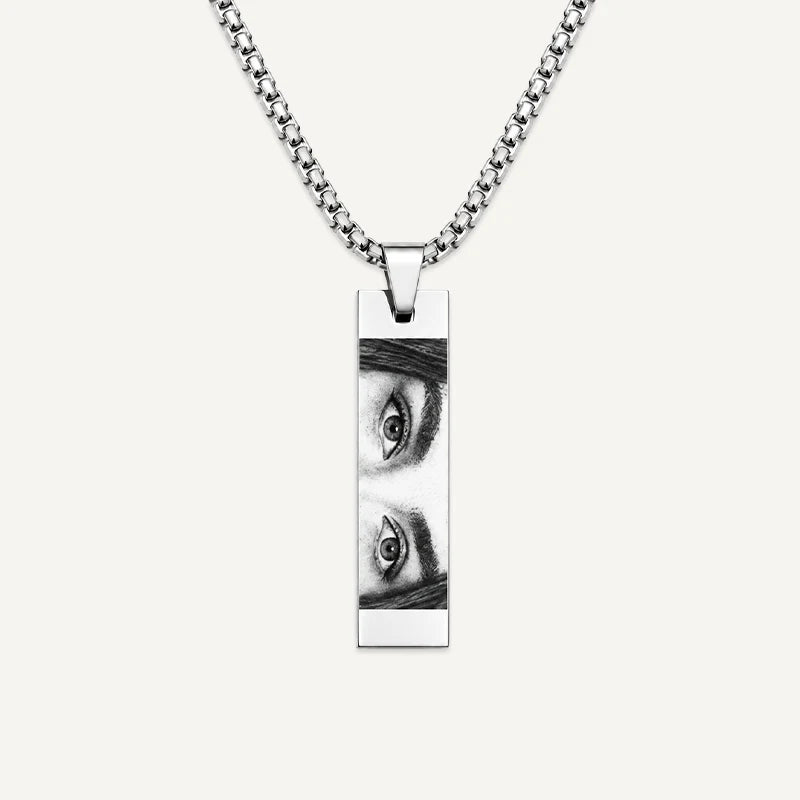 Collier Homme Photo Regard Argent