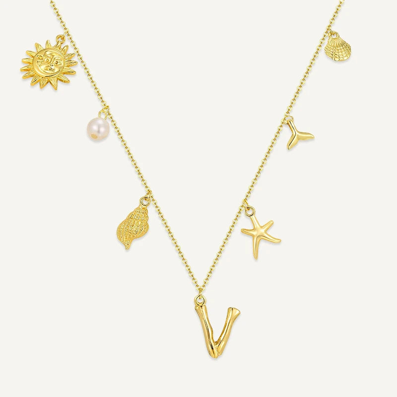 Collier Initiale Charms d’Été Lettre V