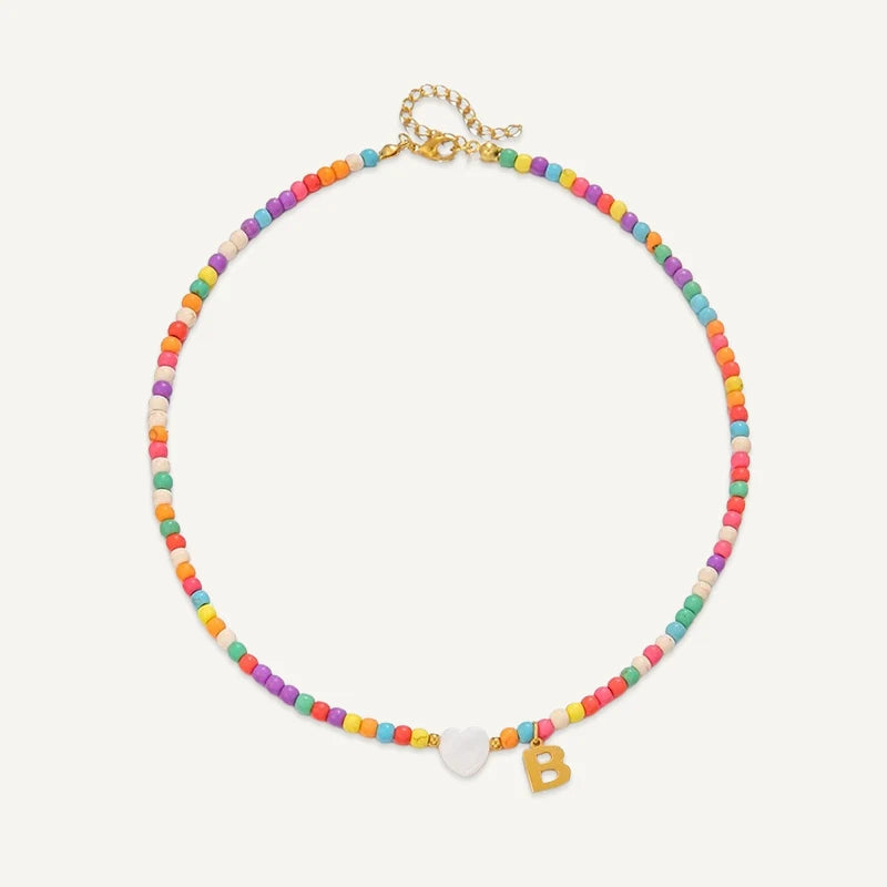 Collier Initiale Enfant Multicolore B