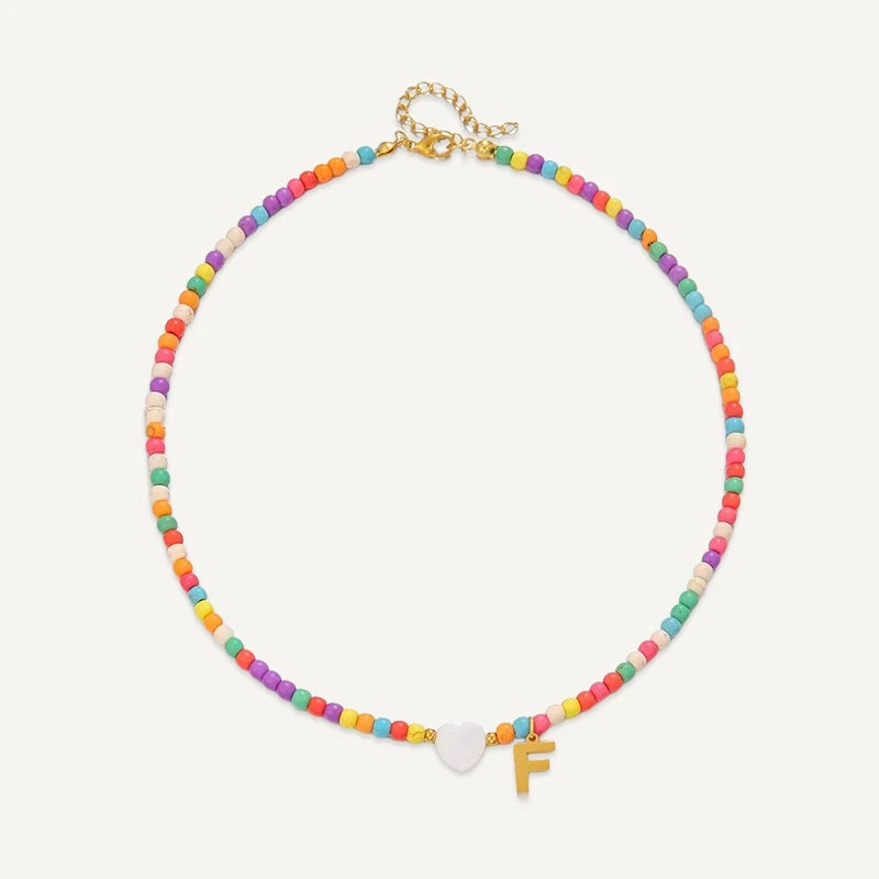 Collier Initiale Enfant Multicolore F