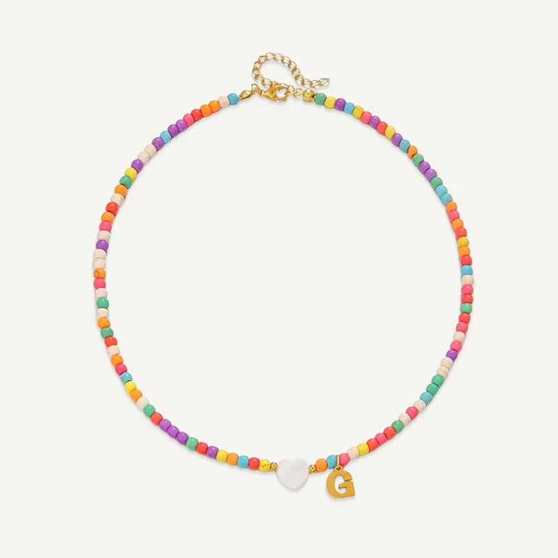 Collier Initiale Enfant Multicolore G