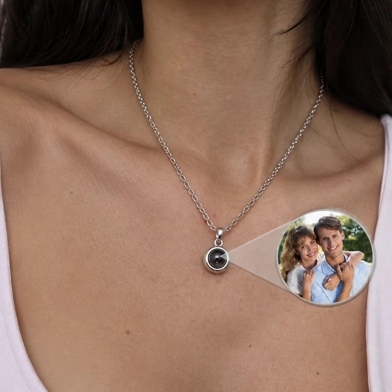Collier Lentille Projection Photo Argent Femme