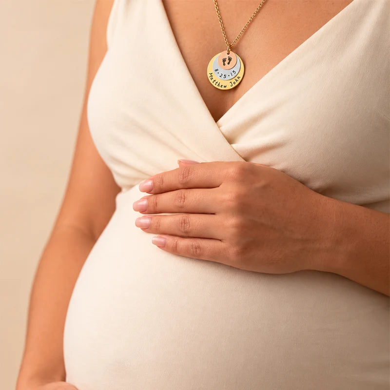 Collier Médaillon Naissance Personnalisé Encente