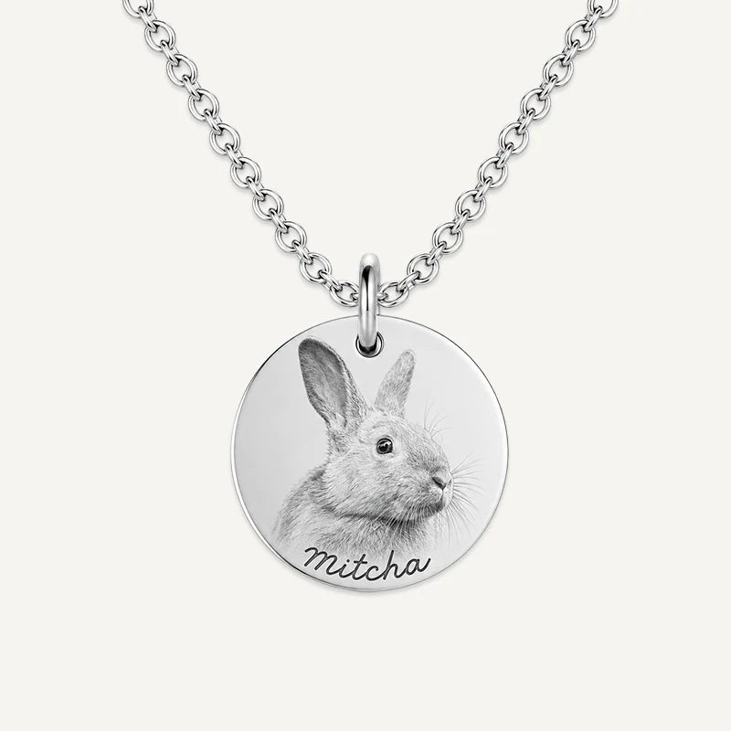 Collier Médaillon Photo Animal Gravé Argent