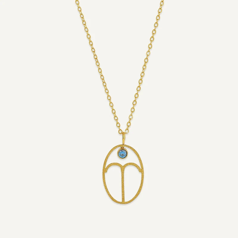 Collier Ovale Signe Astrologique avec Pierre de Naissance Bélier