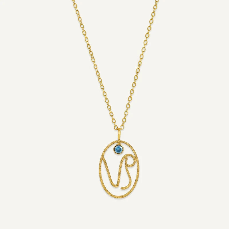 Collier Ovale Signe Astrologique avec Pierre de Naissance Capricorne