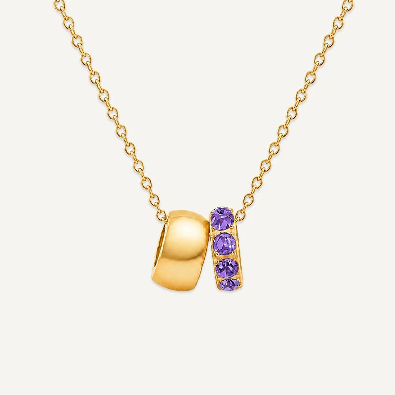 Collier Pendentif Pierre de Naissance Or Fevrier