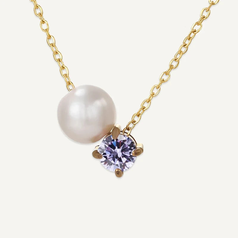 Collier Perle et Pierre de Naissance Juin