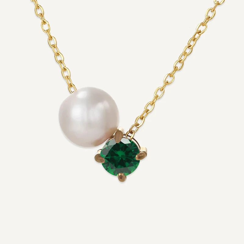Collier Perle et Pierre de Naissance Mai