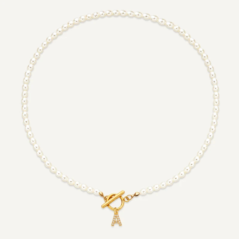 Collier Perles Initiale A