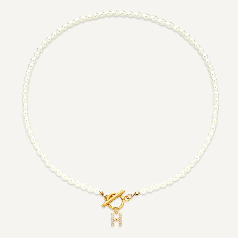 Collier Perles Initiale H