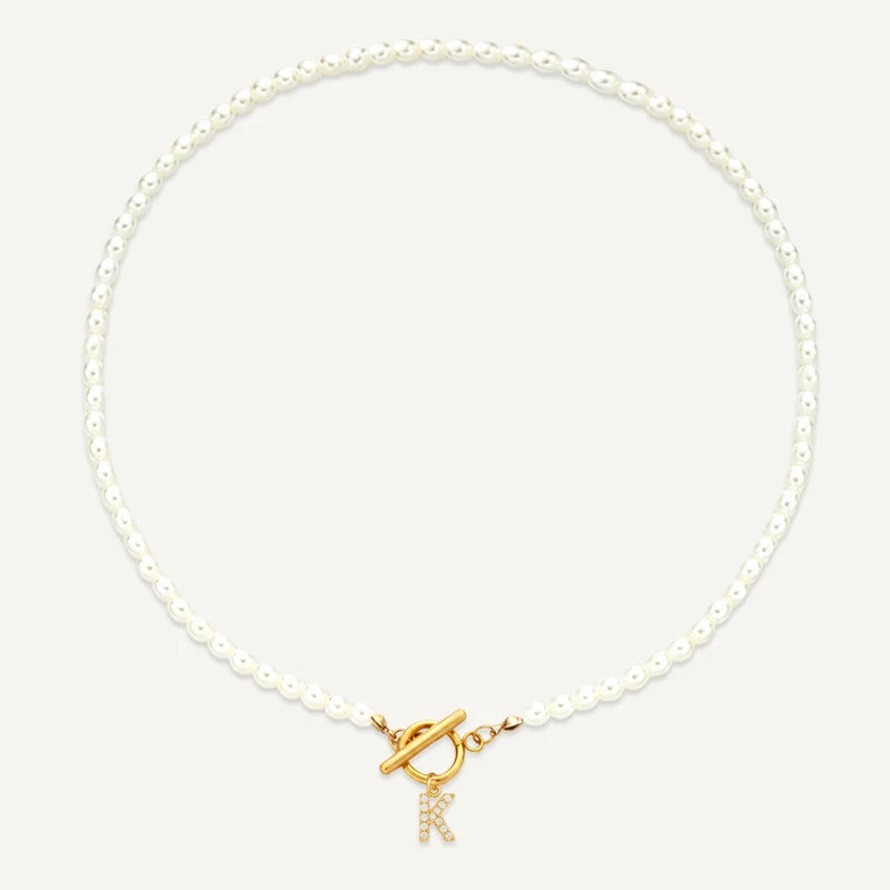 Collier Perles Initiale K